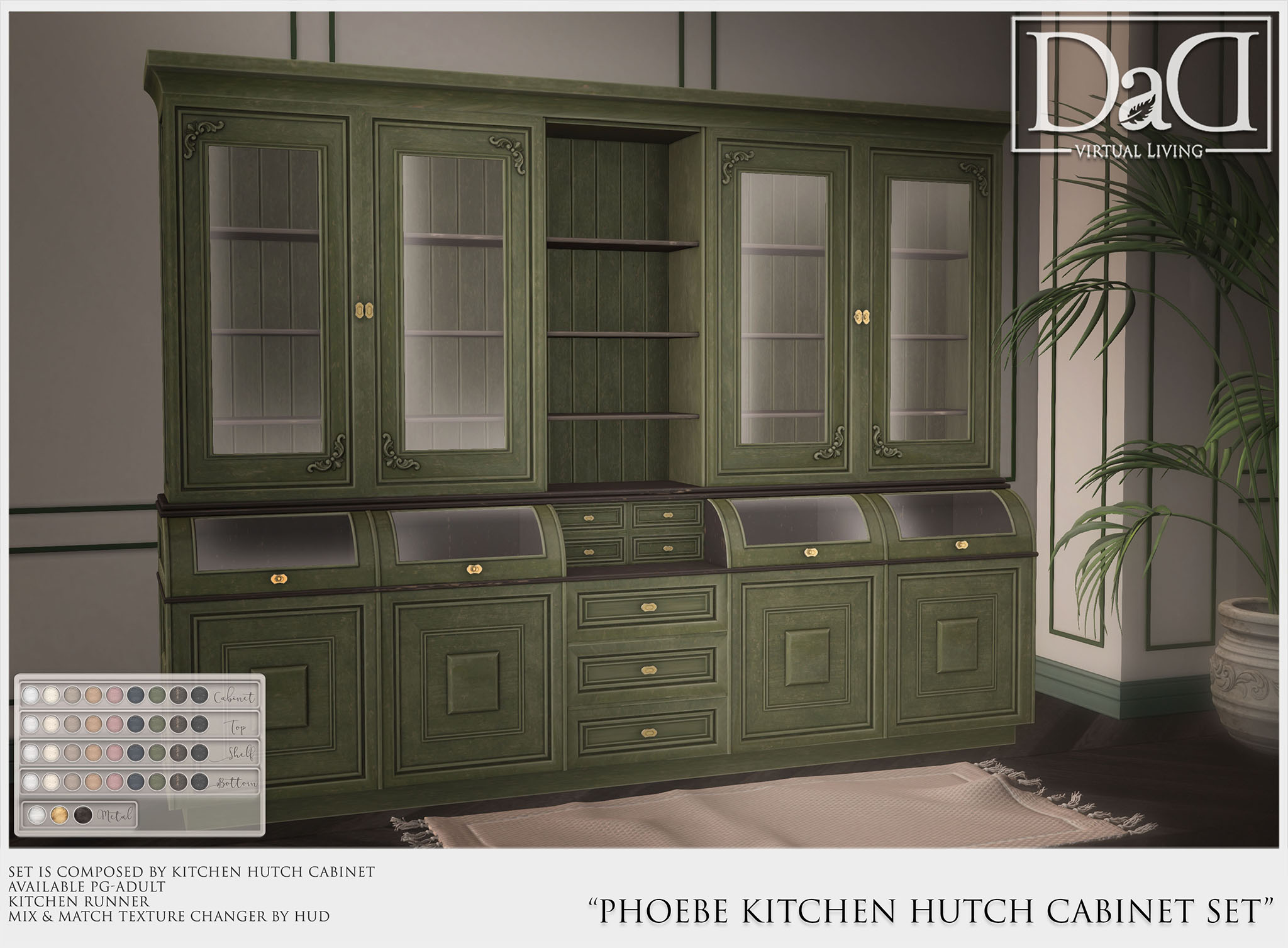 Phoebe Kitchen Hutch Set DaD Virtual Living
